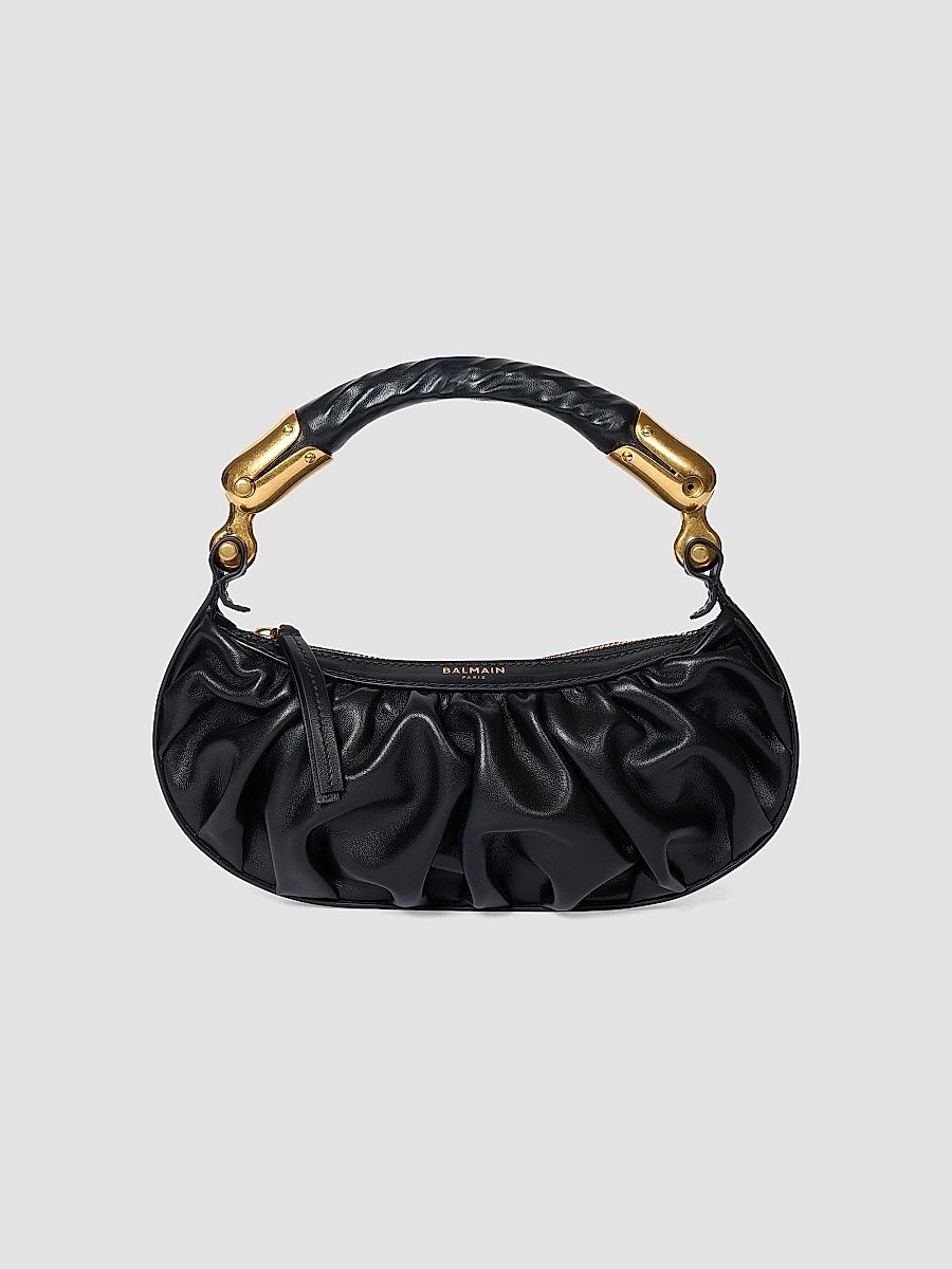Balmain Women's Mini Ebene Leather Top Handle Bag - Noir