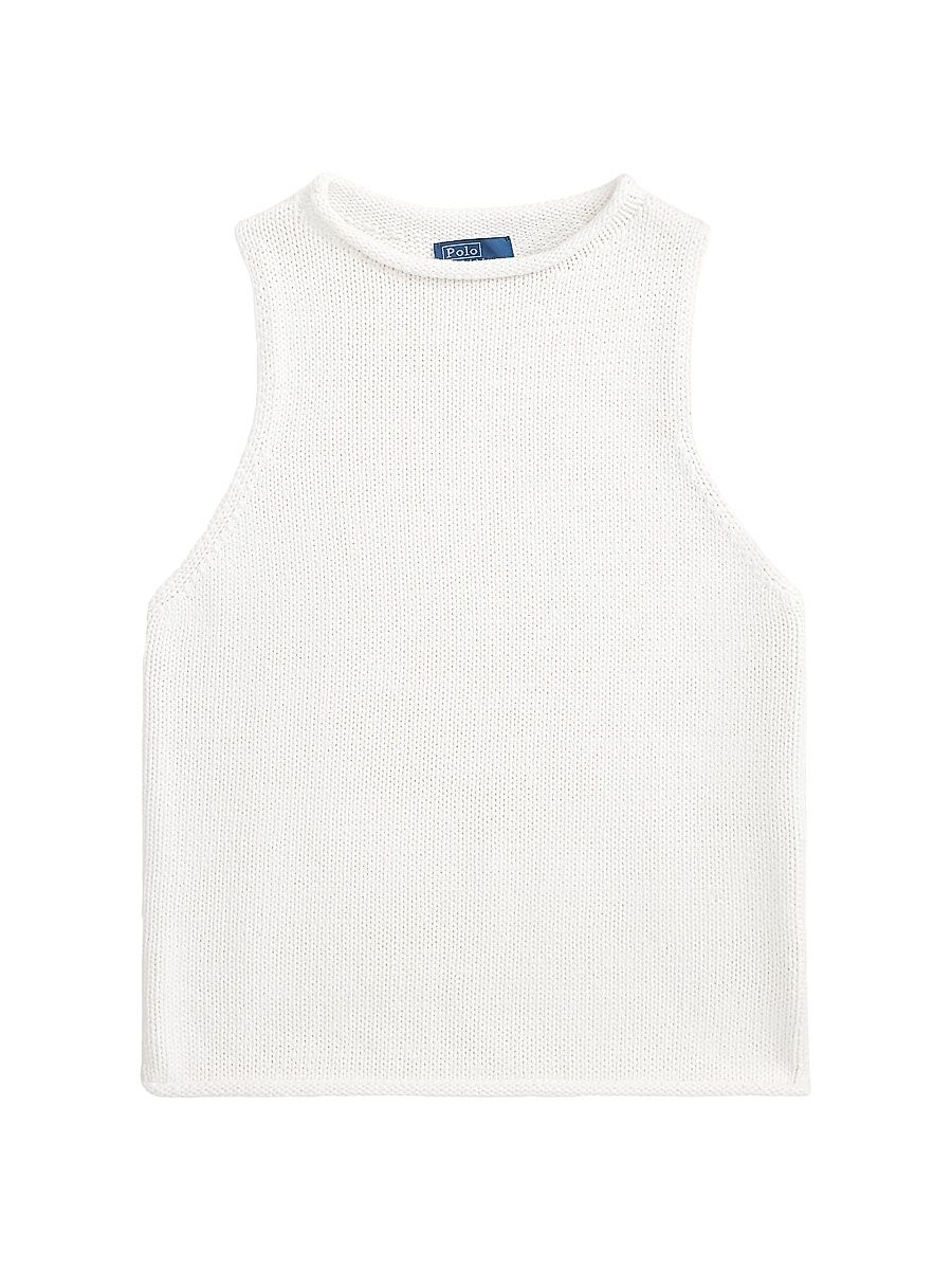 Women's Sleeveless Linen-Blend Sweater Tank - White - Size XS