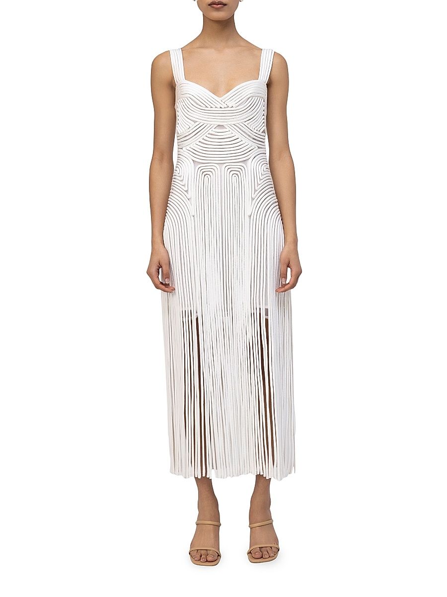 Women's Darby Fringe Hem Cord Midi-Dress - White - Size 8
