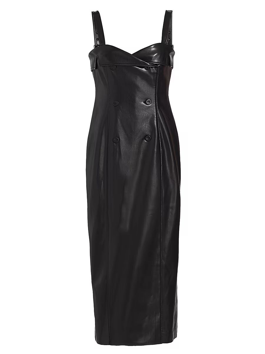 Women's Tessa Faux Leather Midi-Dress - Black - Size 10