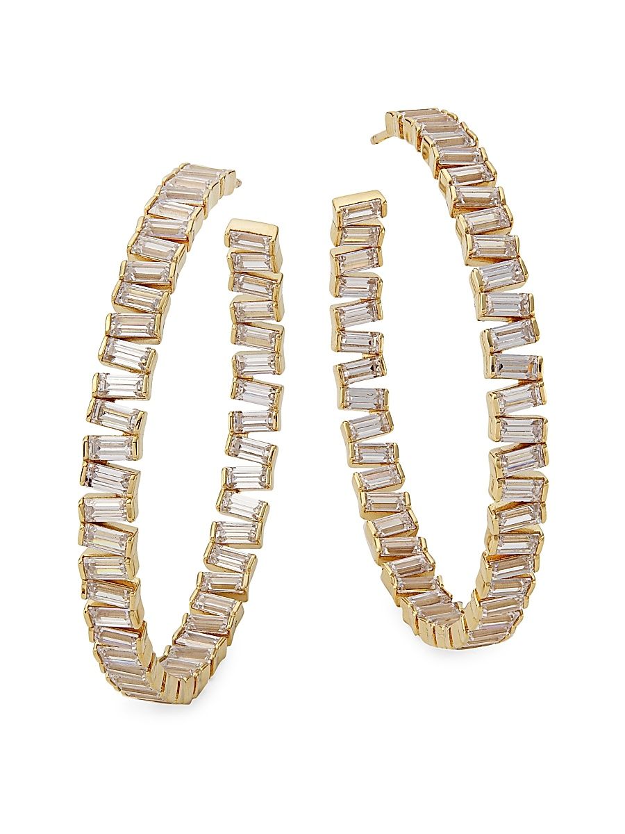 Women's Revelry 18K-Gold-Plated & Cubic Zirconia Inside-Out Hoop Earrings - Gold