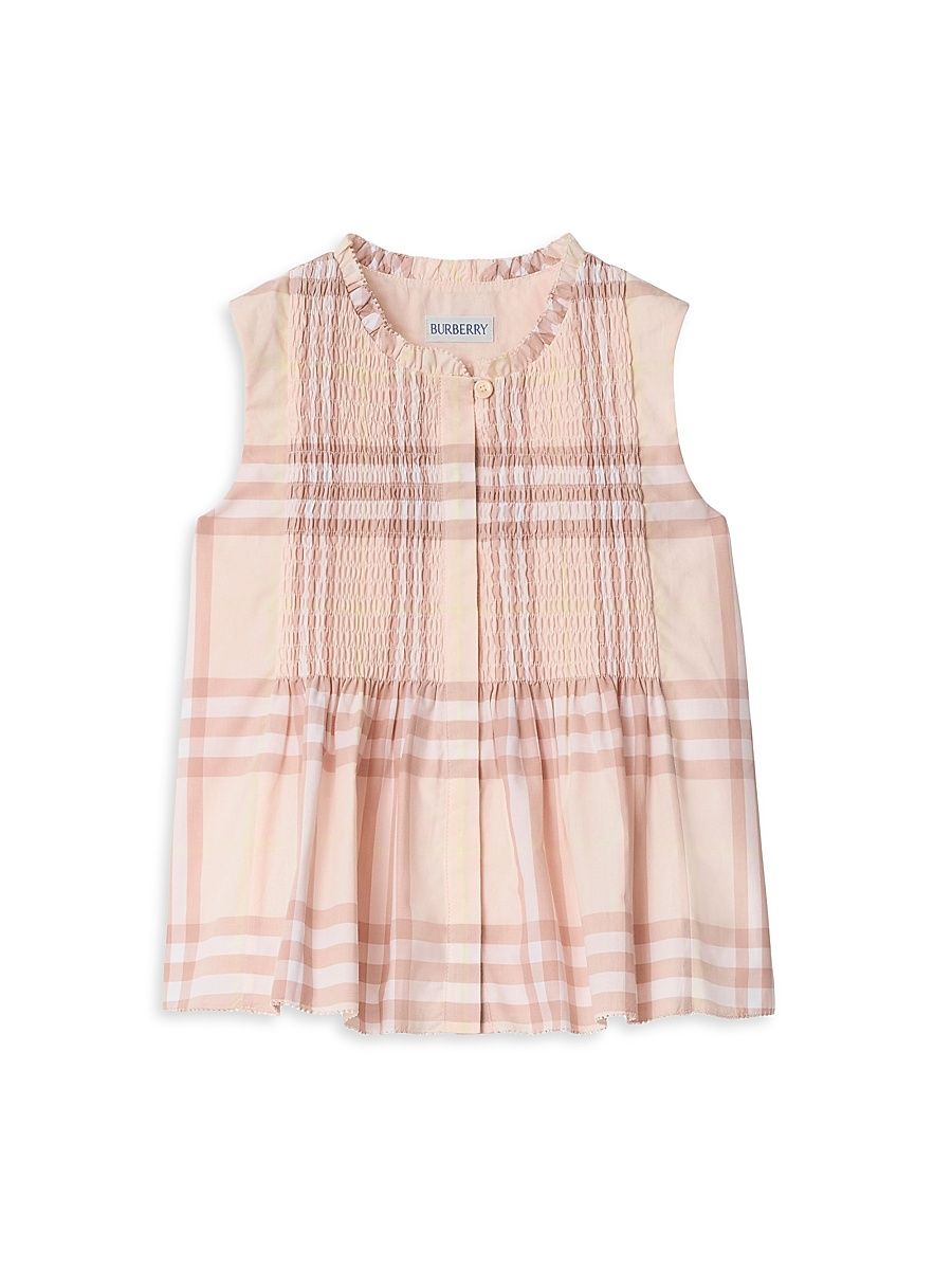 Little Girl's & Girl's Rose Smocked Check Top - Shell - Size 10