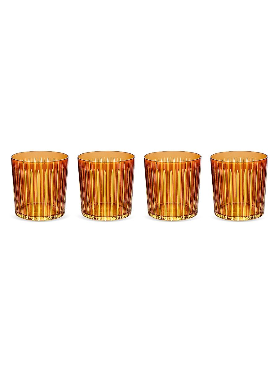 Prism 4-Piece Double Old-Fashioned Glass Set - Orange Yellow