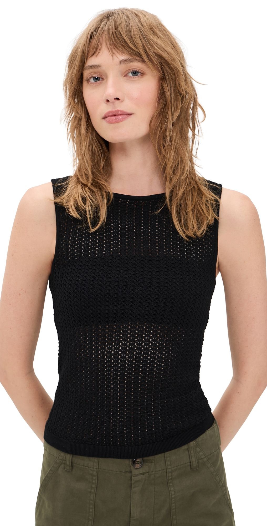 Joe's Jeans The Crochet Boat Neck Tank Black XS