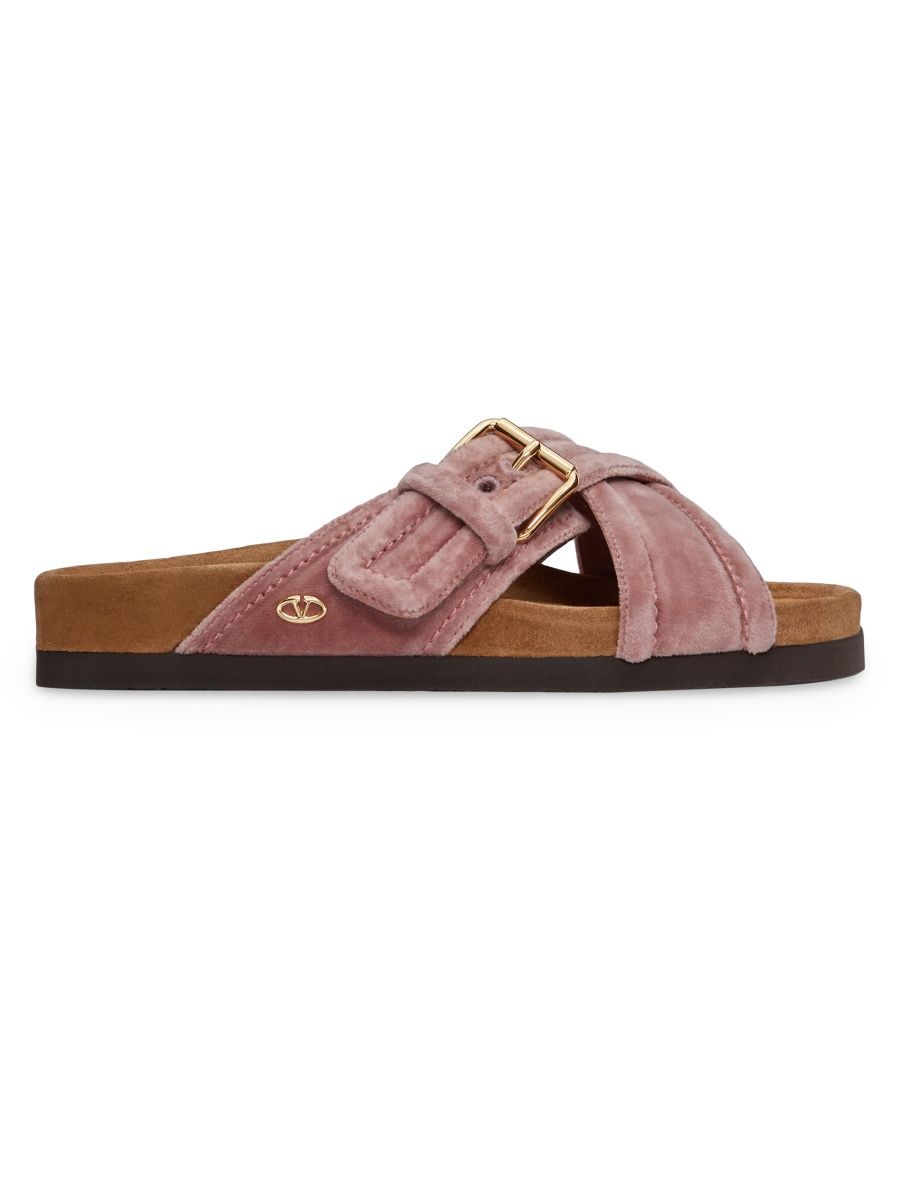 Valentino Women's Slide Fussfriend Velvet Sandals 30MM - Lip - Size 9.5