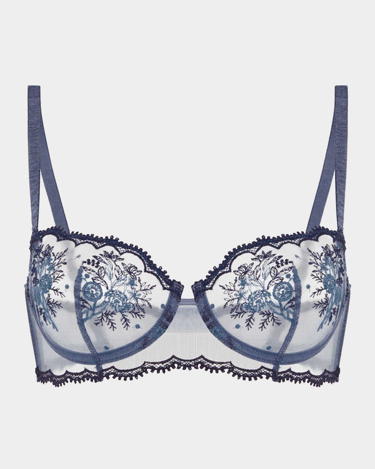 Intrigue Floral-Embroidered Demi Bra