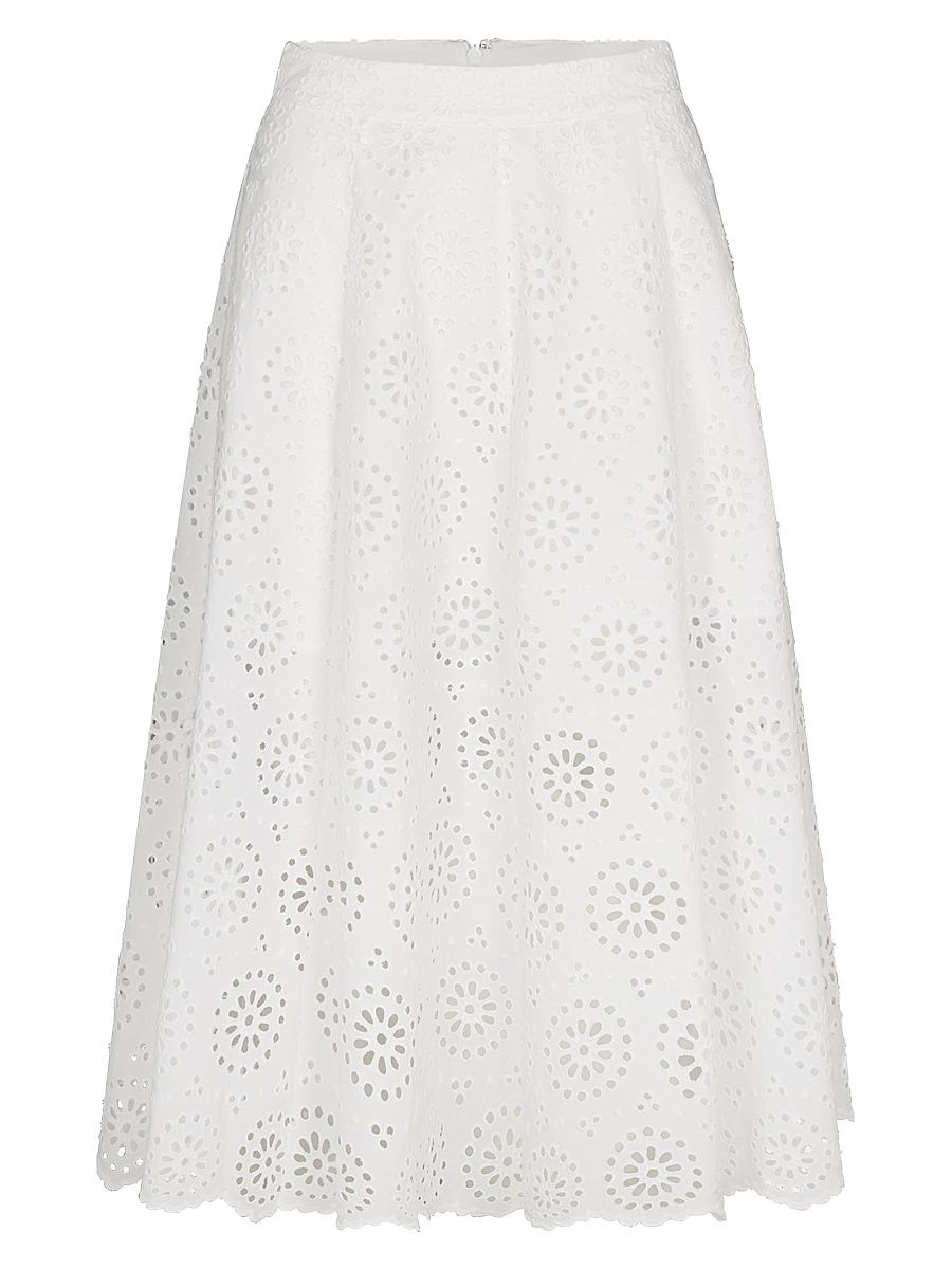 Women's The Solstice Eyelet Midi-Skirt - White - Size 12