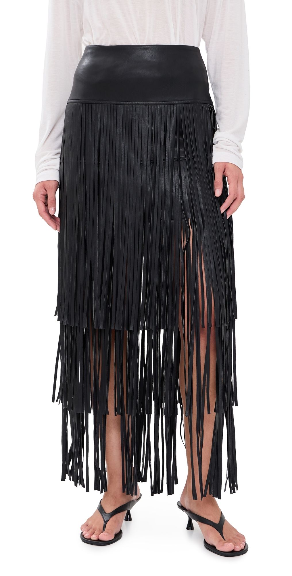L'AGENCE Karoline Maxi Fringe Skirt Black 10