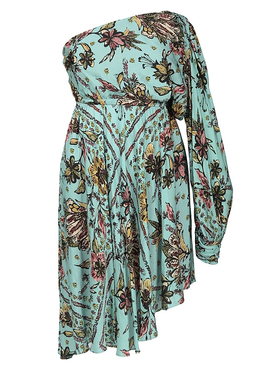 Women's Plus Size Olivia Asymmetric Floral Satin Dress - Boho Scarf Print - Size 22