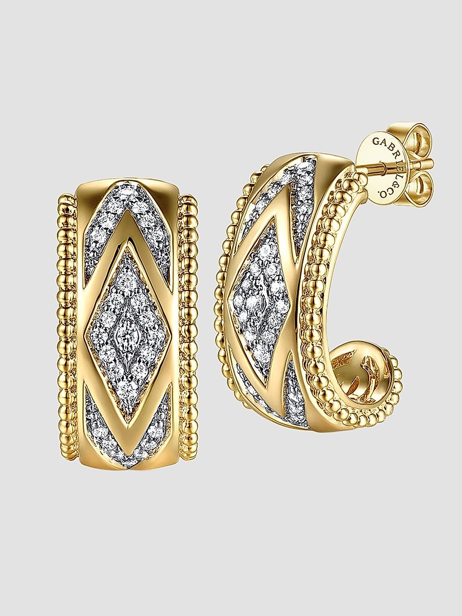 Gabriel & Co Women's Bujukan 14K Yellow Gold & 0.23 TCW Diamond J Hoop Earrings - Yellow Gold