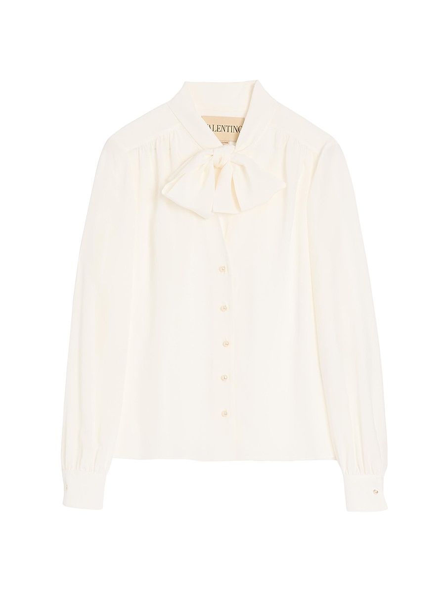 Women's Crepe De Chine Shirt - Ivory - Size 2