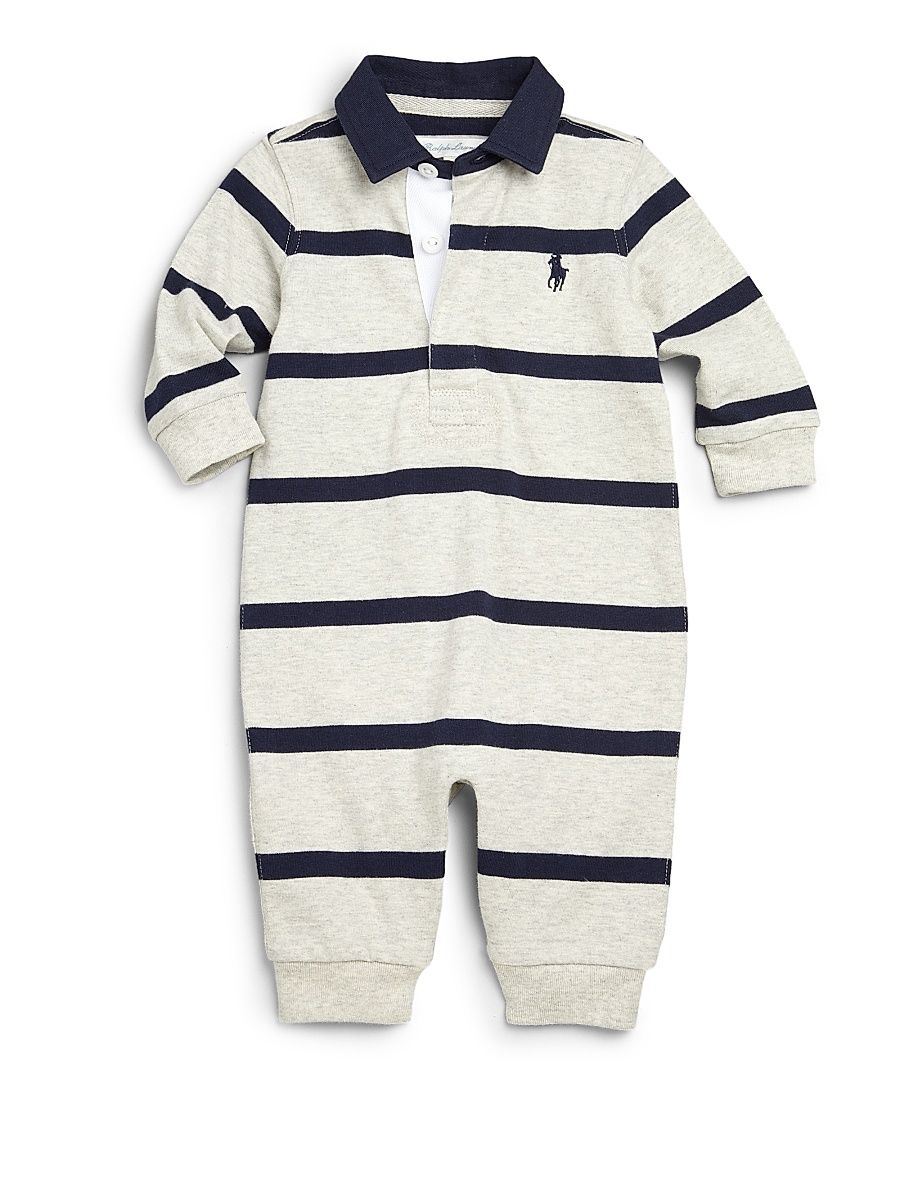 Baby's Striped Coverall - Grey - Size Newborn