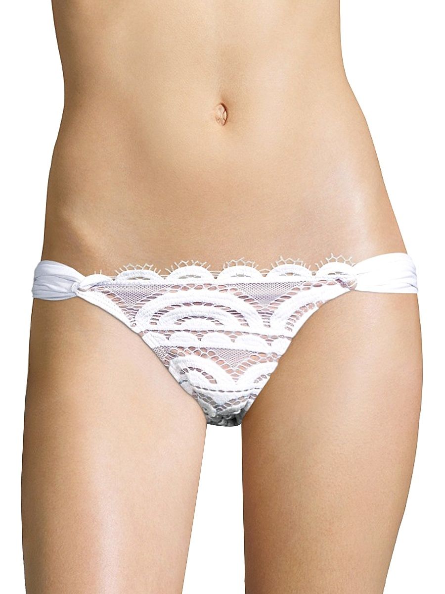 Women's Water Lily Lace Bikini Bottom - White - Size Large
