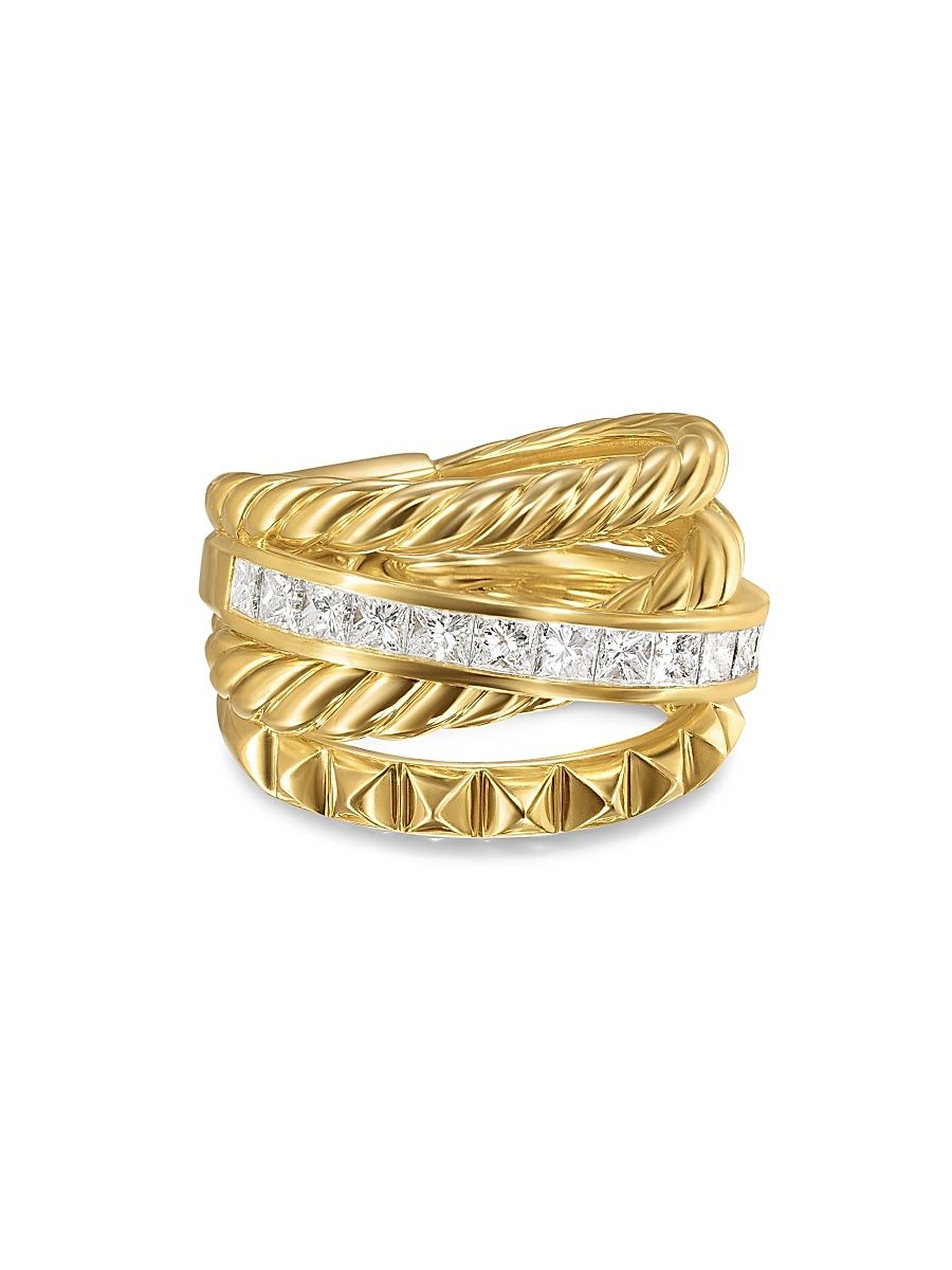 Women's Crossover Trio Four Row Ring in 18K Yellow Gold - Gold - Size 6.5