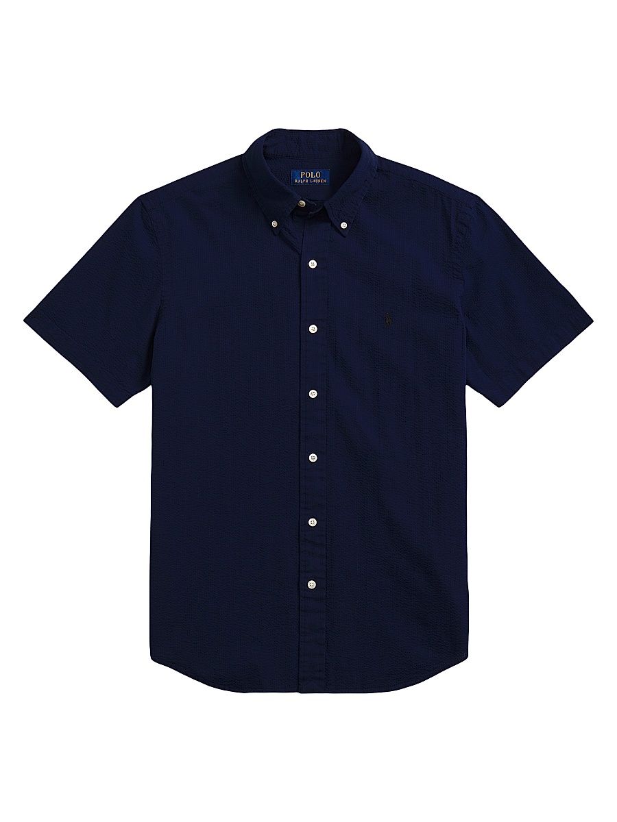 Men's Classic-Fit Seersucker Shirt - Astoria Navy - Size XXL