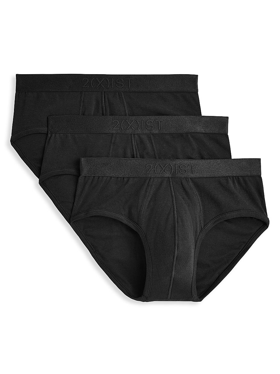 Men's 3-Pack Pima Cotton Briefs - Black - Size Small