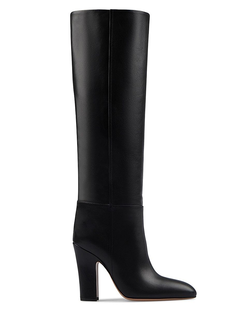 Women's 100MM Leather Knee-High Boots - Black - Size 9.5