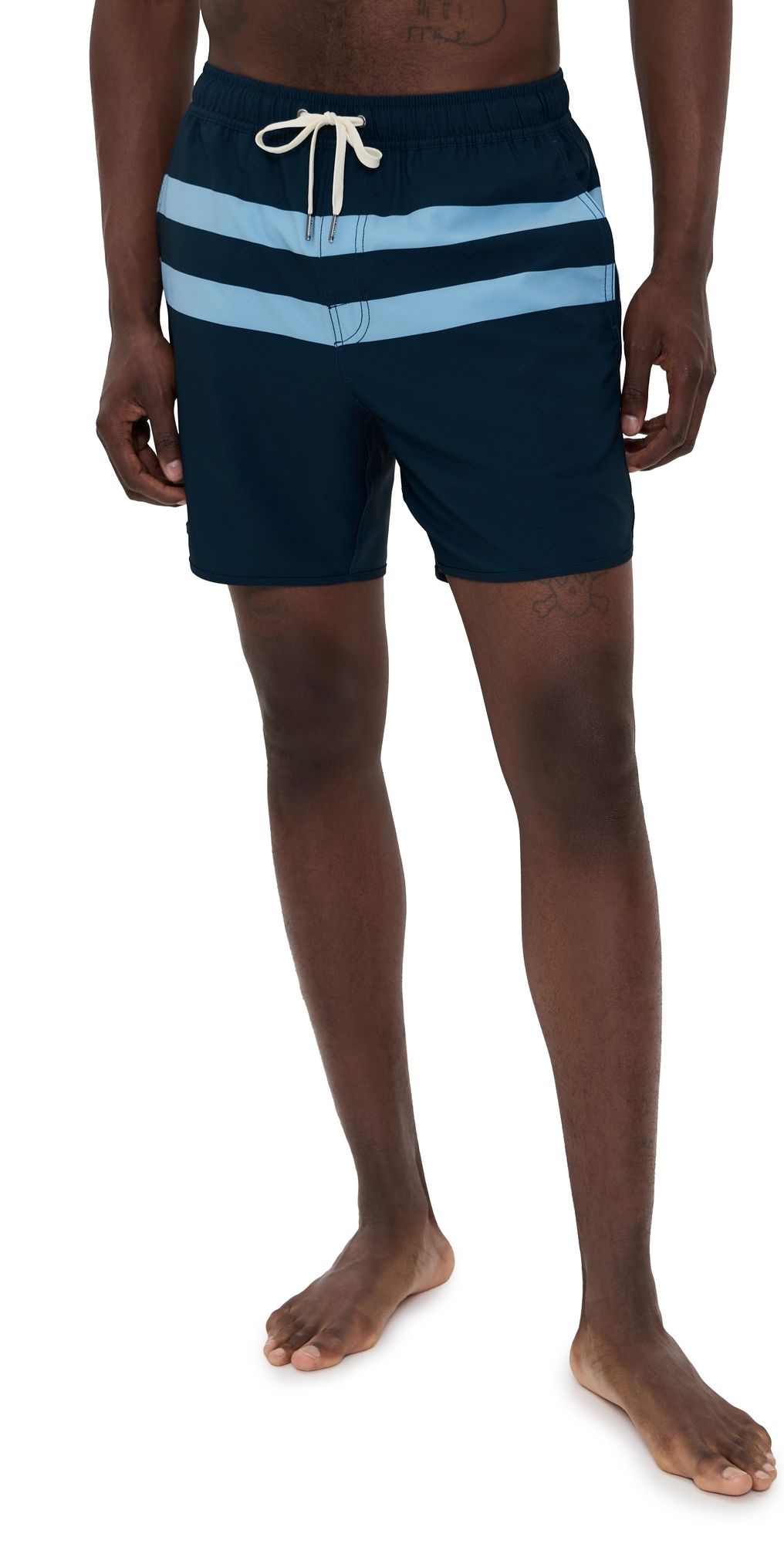 Fair Harbor The Anchor Swim Trunks 6 Light Blue Stripe M