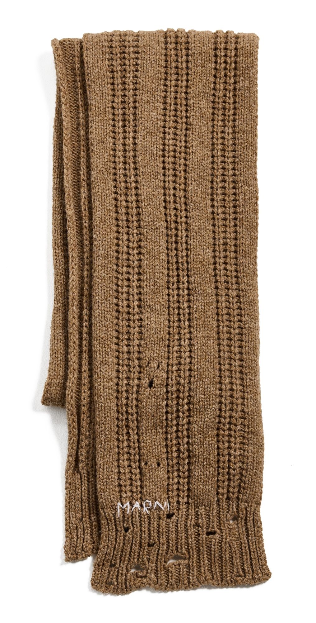 Marni Broken Fisherman Wool Scarf Hazelnut One Size