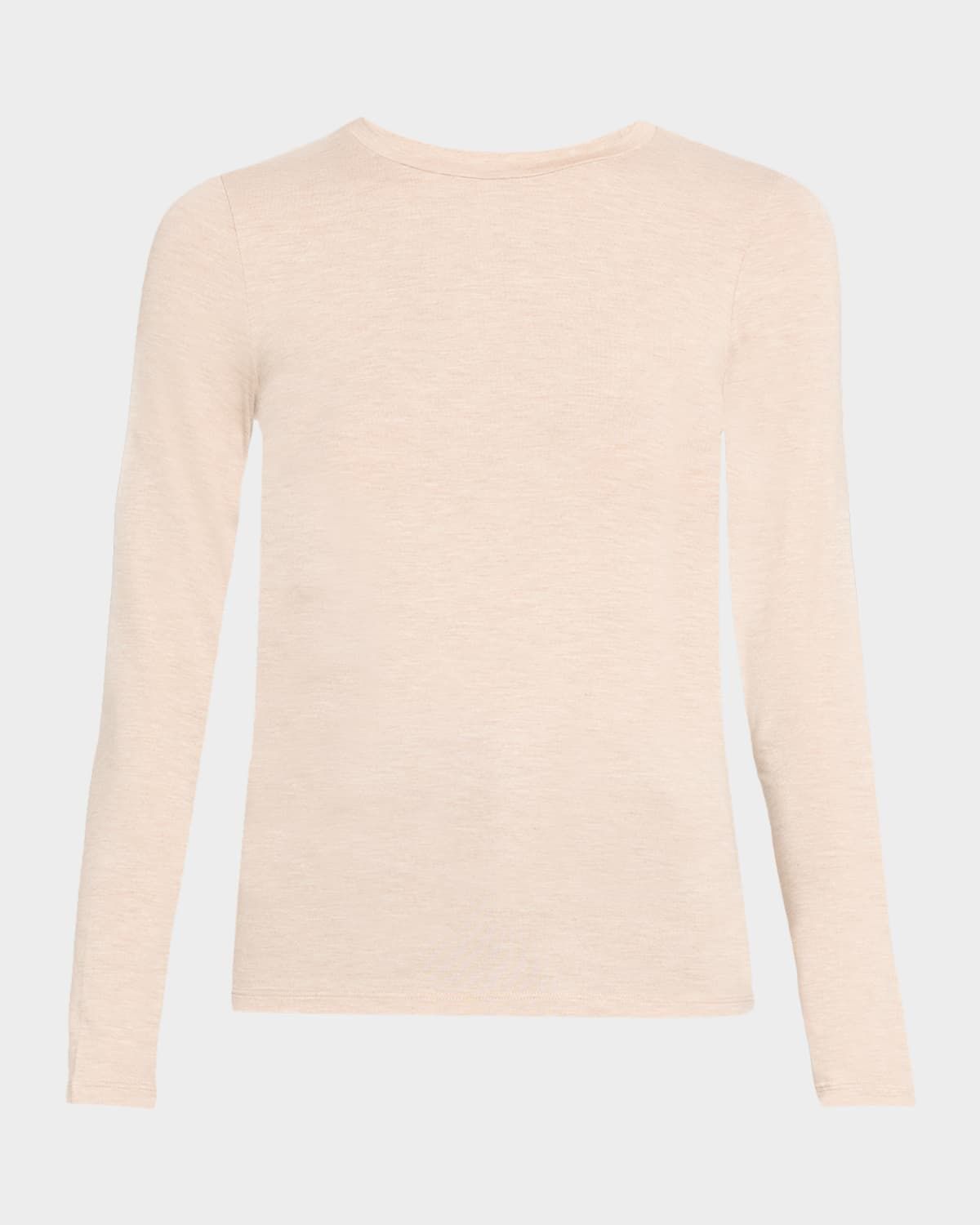 Soft Touch Flat-Edge Long-Sleeve Crewneck Top