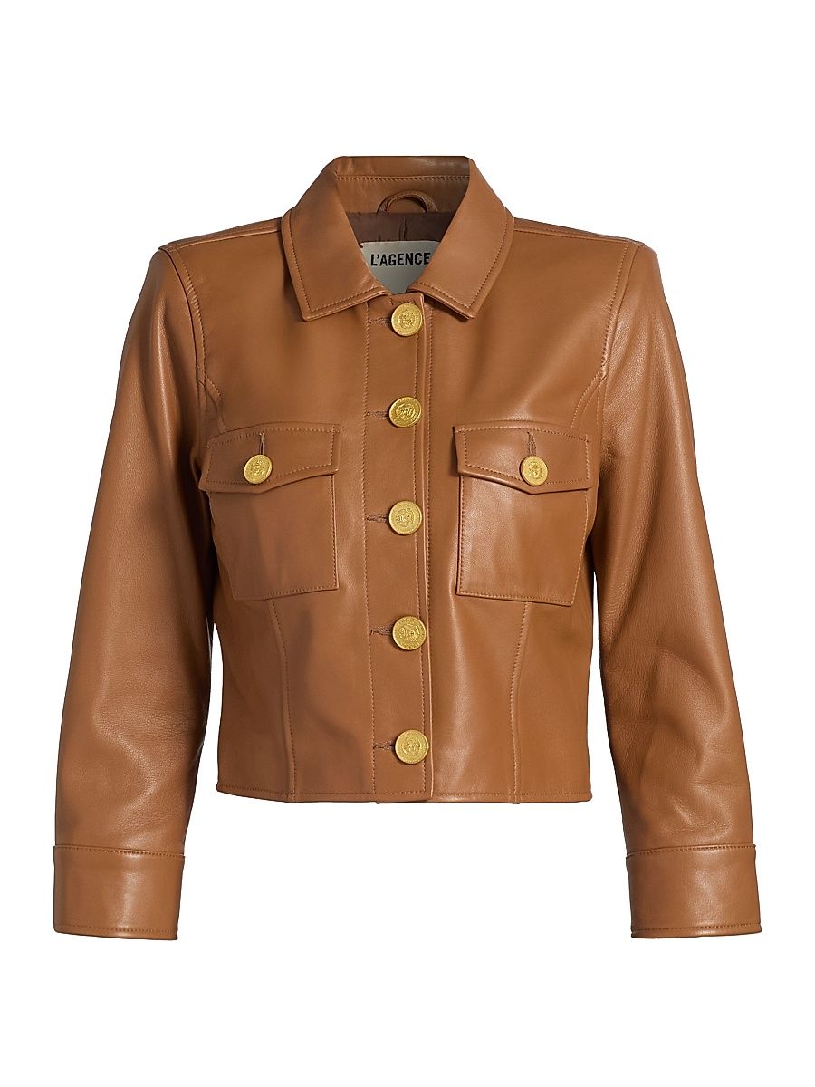 Women's Kumi Leather Cropped Jacket - Soft Cognac - Size 8