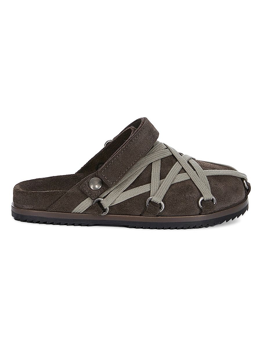 Little Kid's & Kid's Lace-Embellished Suede Slides - Dust - Size 3.5 (Child) Sandals