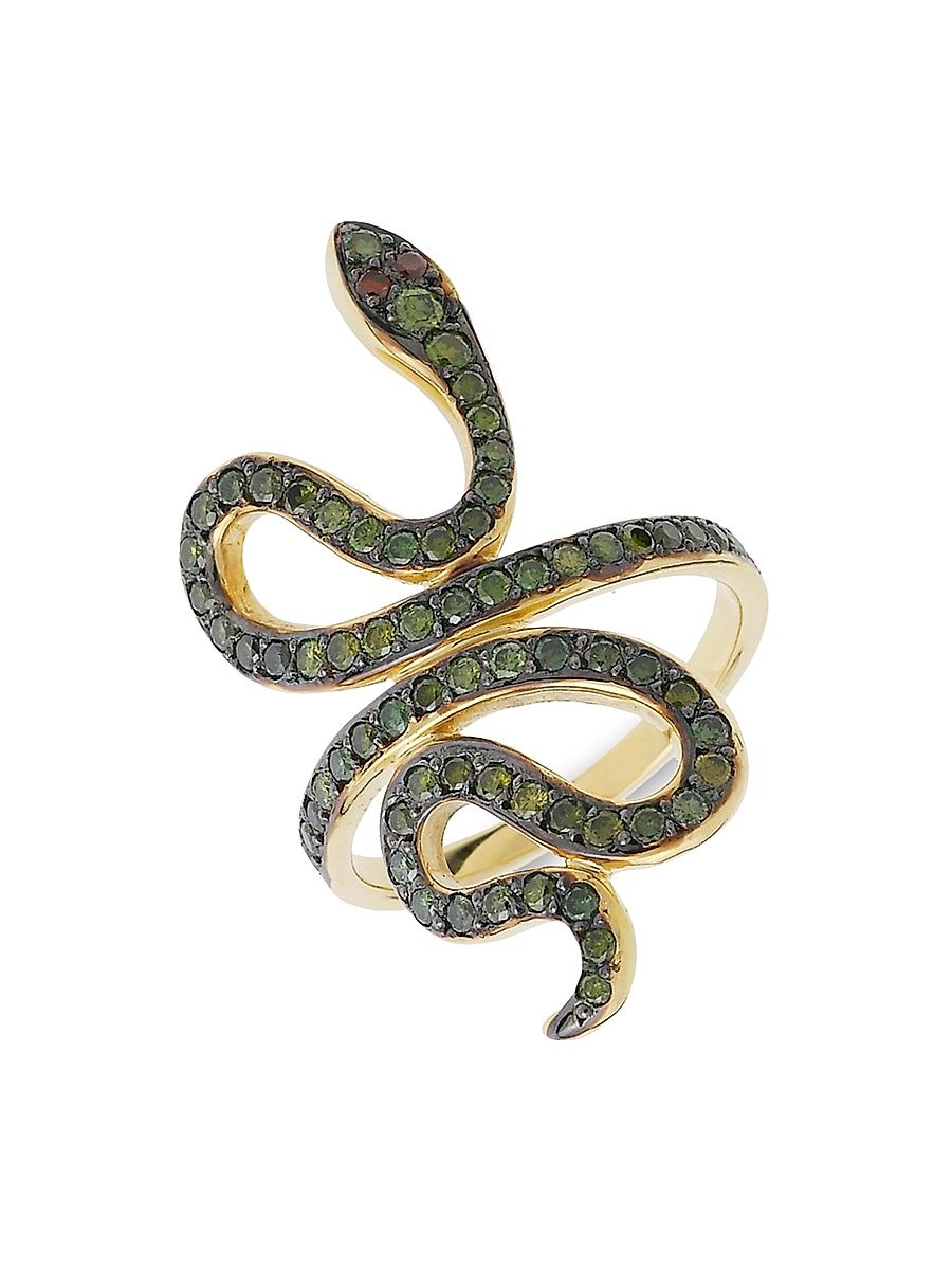 Women's Snakes Slither 18K Yellow Gold & 1.07 TCW Diamond Ring - Yellow Gold - Size 7
