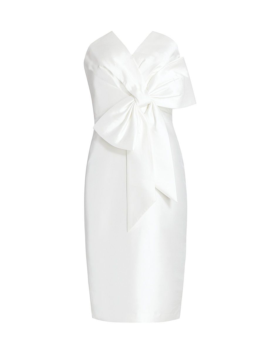 Women's Scupture Bow-Front Strapless Dress - White - Size 8