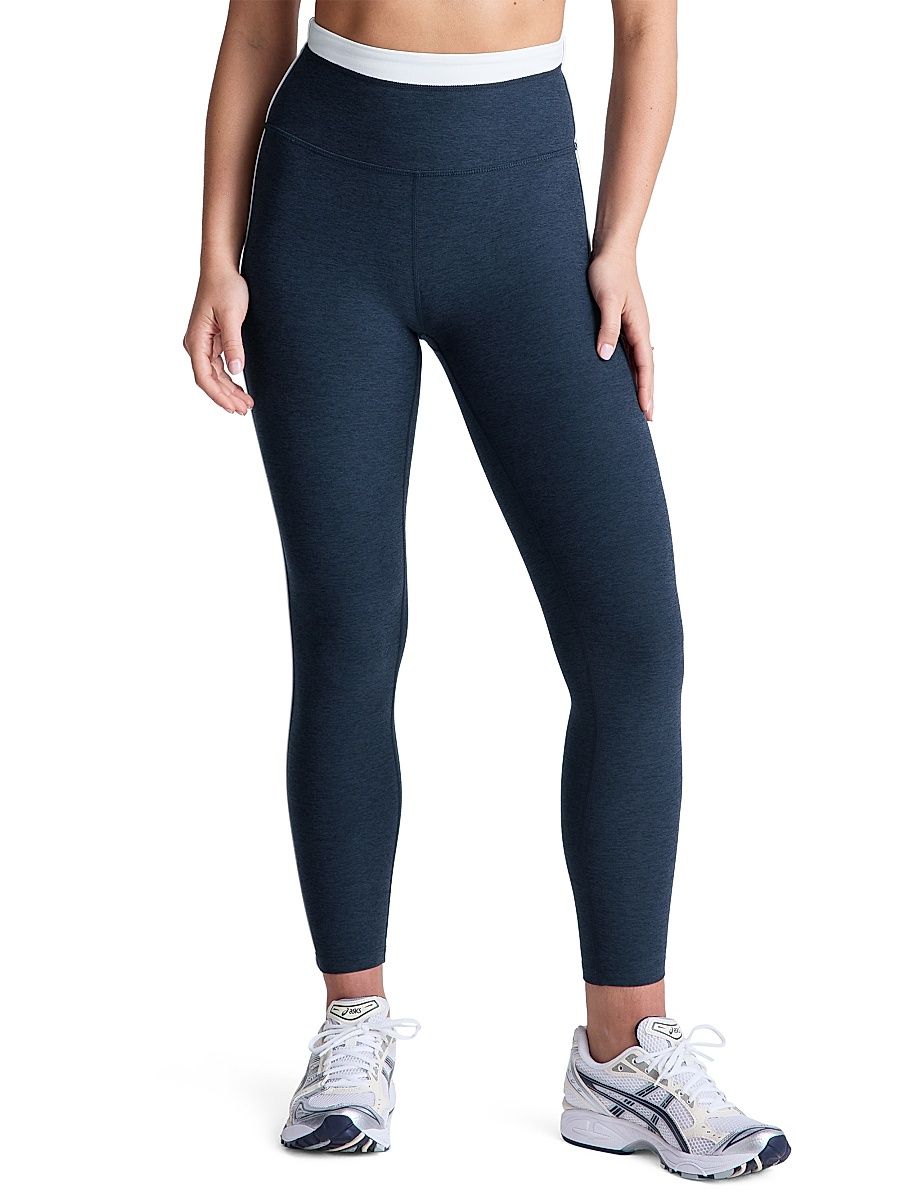 Women's Trophy Space-Dye Midi High-Waisted Leggings - Nocturnal Navy Cloud White - Size Large