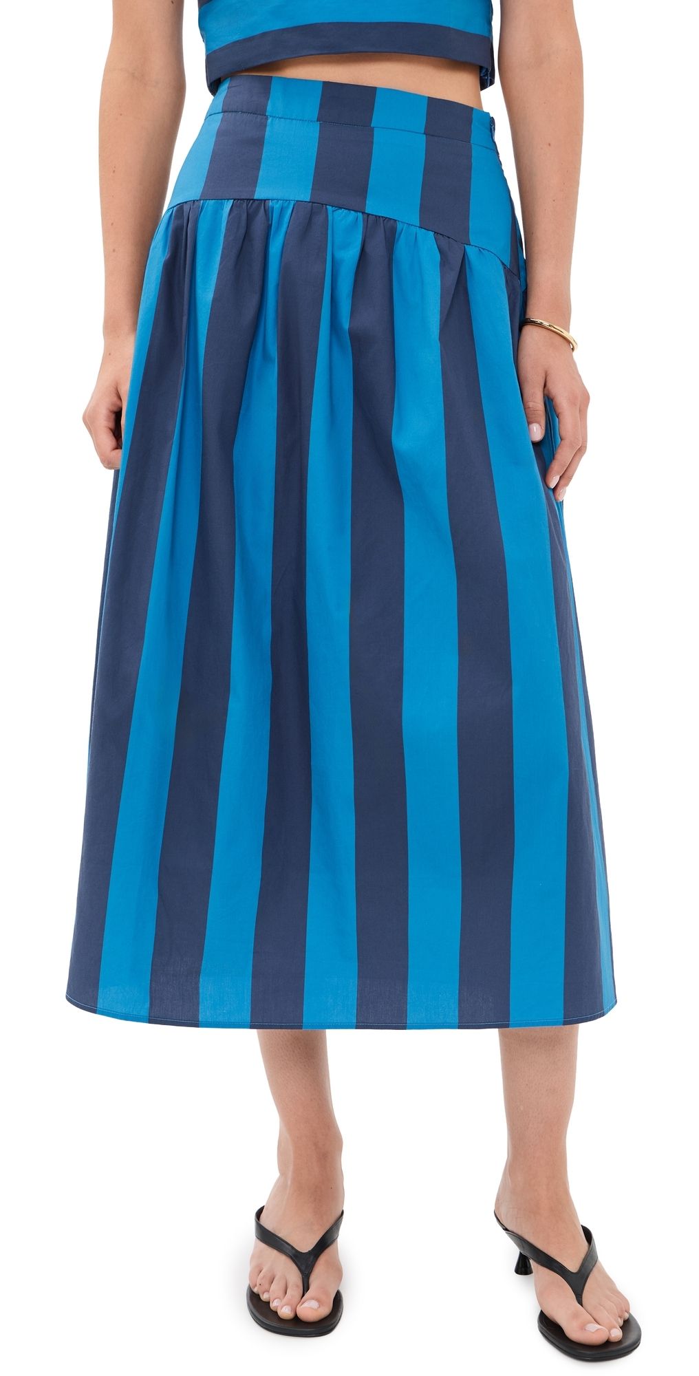 English Factory Striped Midi Skirt Cornflower/Navy Blue XL