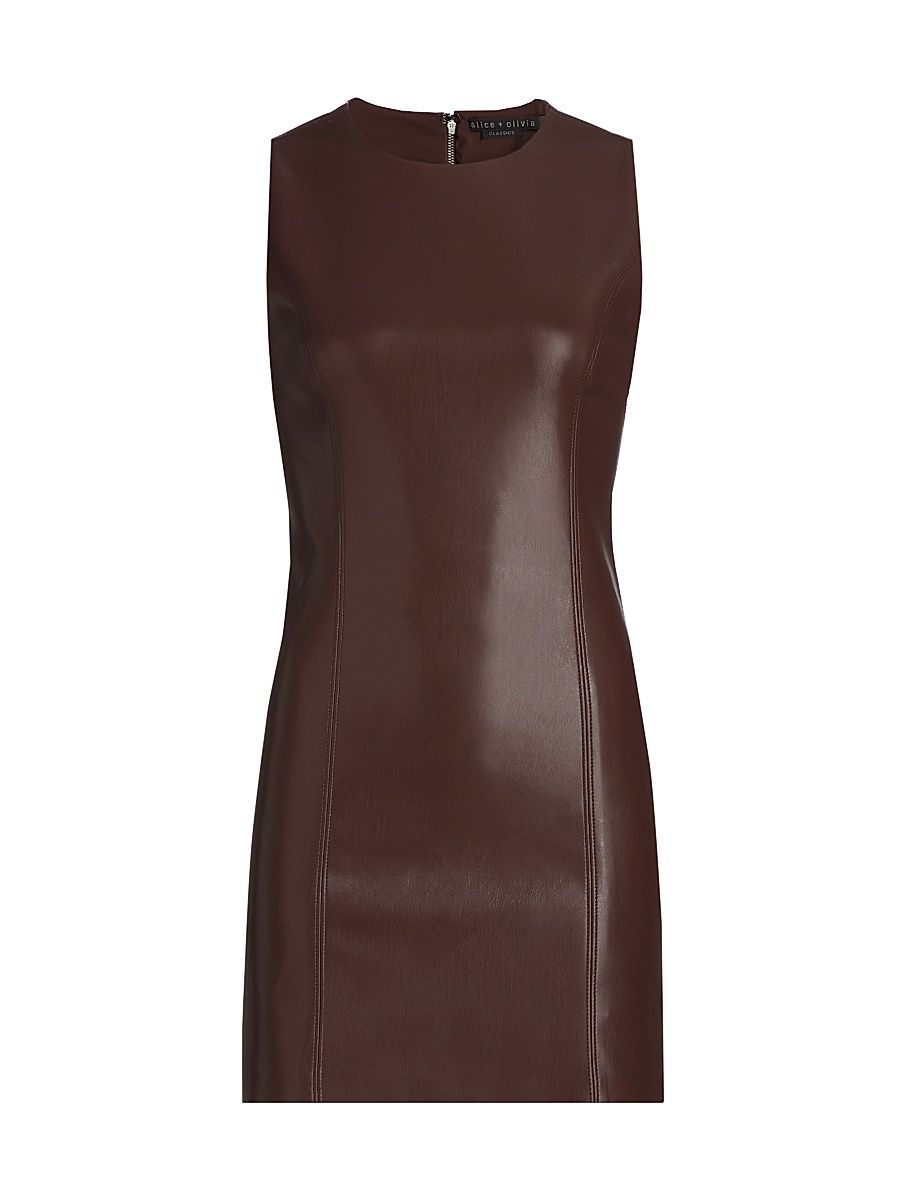 Women's Lena Faux Leather Minidress - Espresso - Size 0
