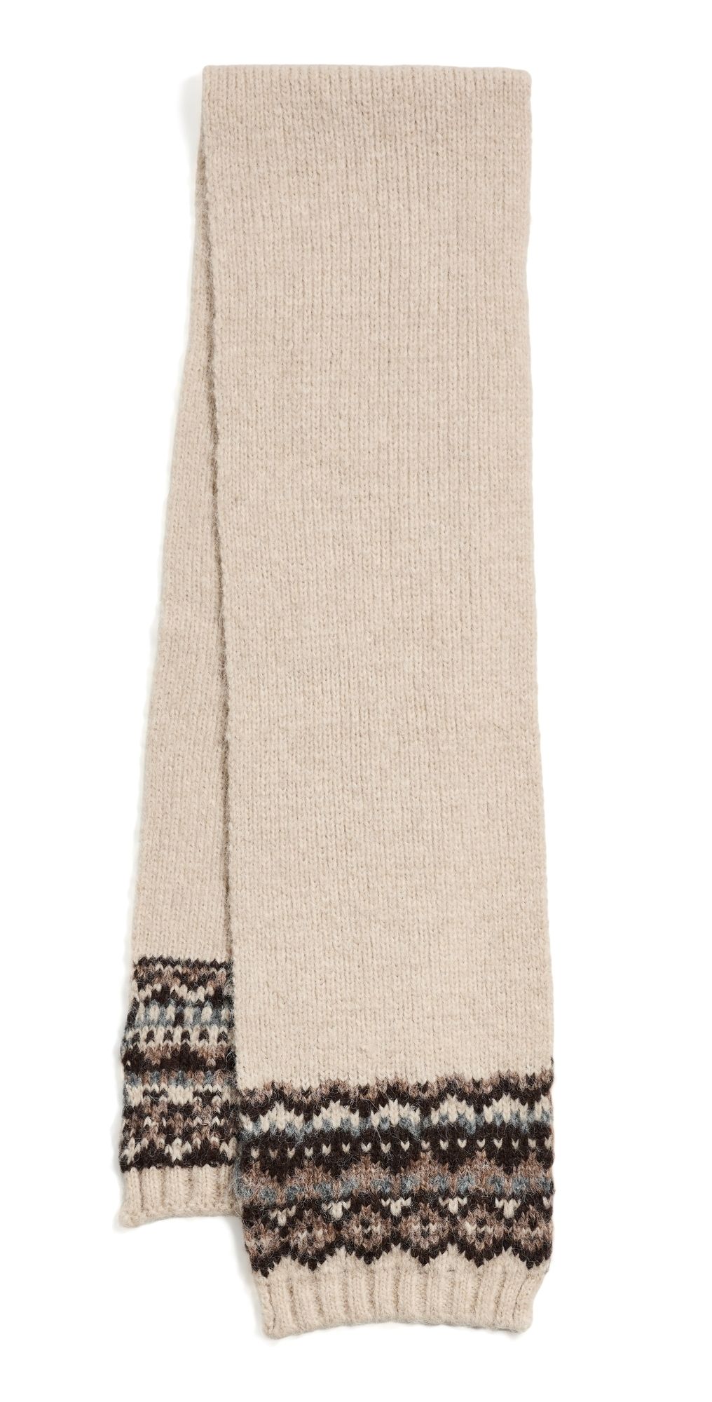 Hat Attack Fair Isle Knit Scarf Oatmeal Combo One Size