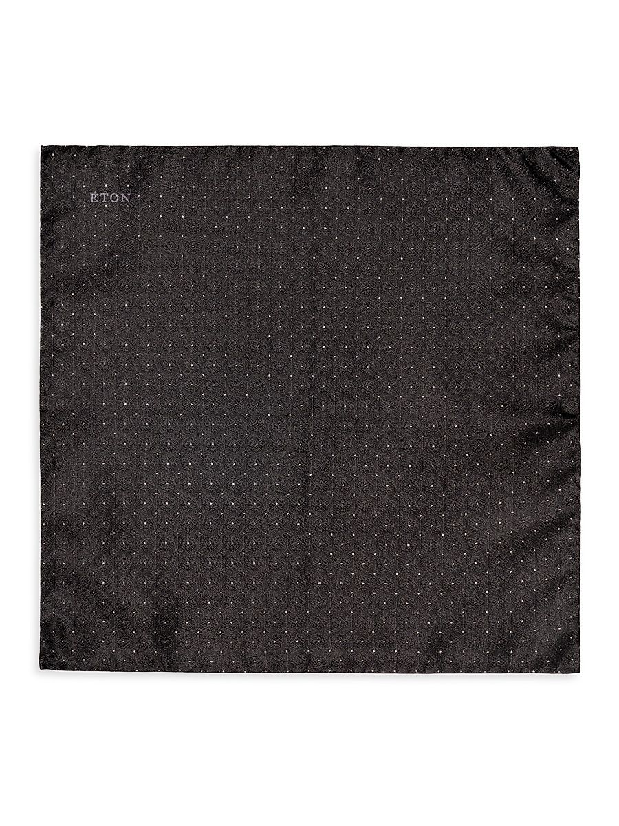 Men's Geometric Silk Pocket Square - Black