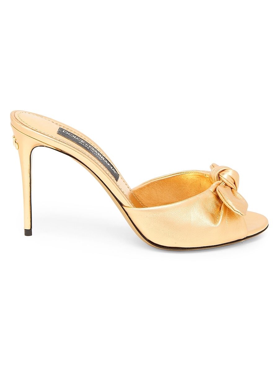 Women's Special Opportunities Bow Leather Stiletto-Heel Sandals - Oro - Size 10