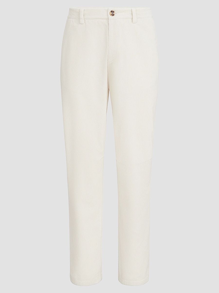 Men's Garment-Dyed Trousers in Cotton Corduroy - White - Size 34