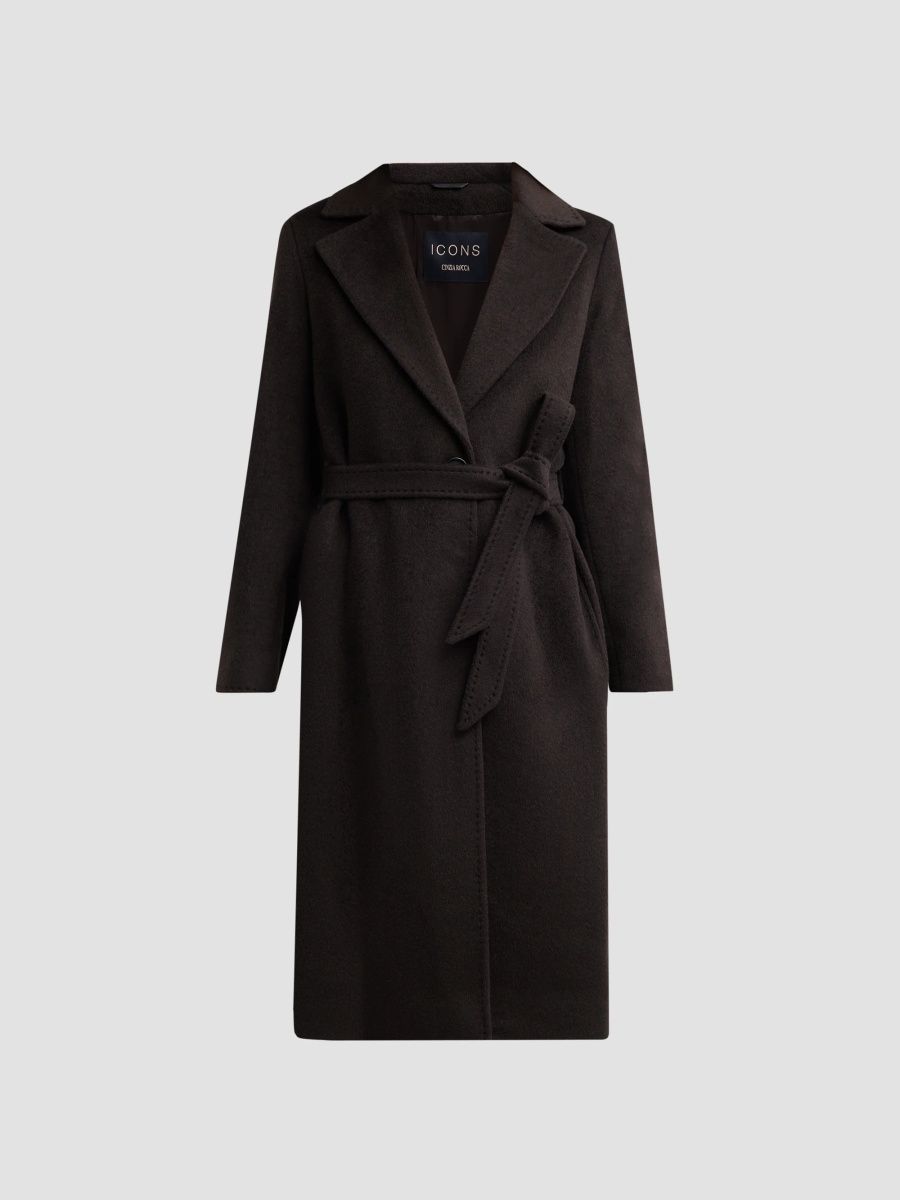 Cinzia Rocca Women's Icons Long Wrap Coat - Espresso - Size 4