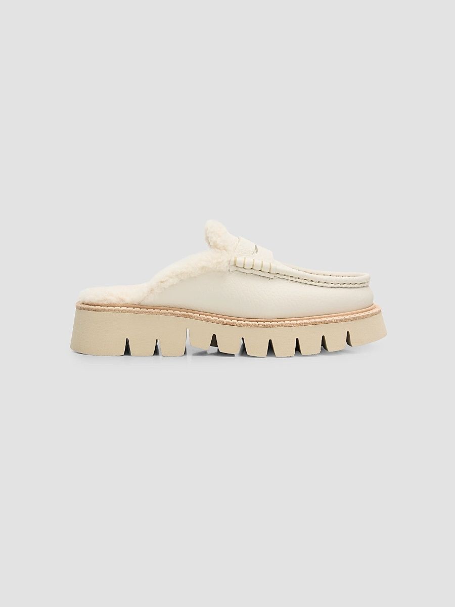 Women's Savy 35MM Shearling-Trimmed Leather Loafers - Basmati Cervo - Size 10