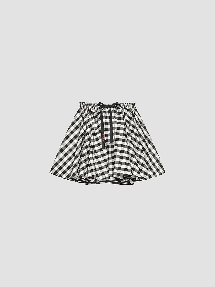 Givenchy Women's Mini Pleated Skirt in Checked Cotton - Black White - Size 12