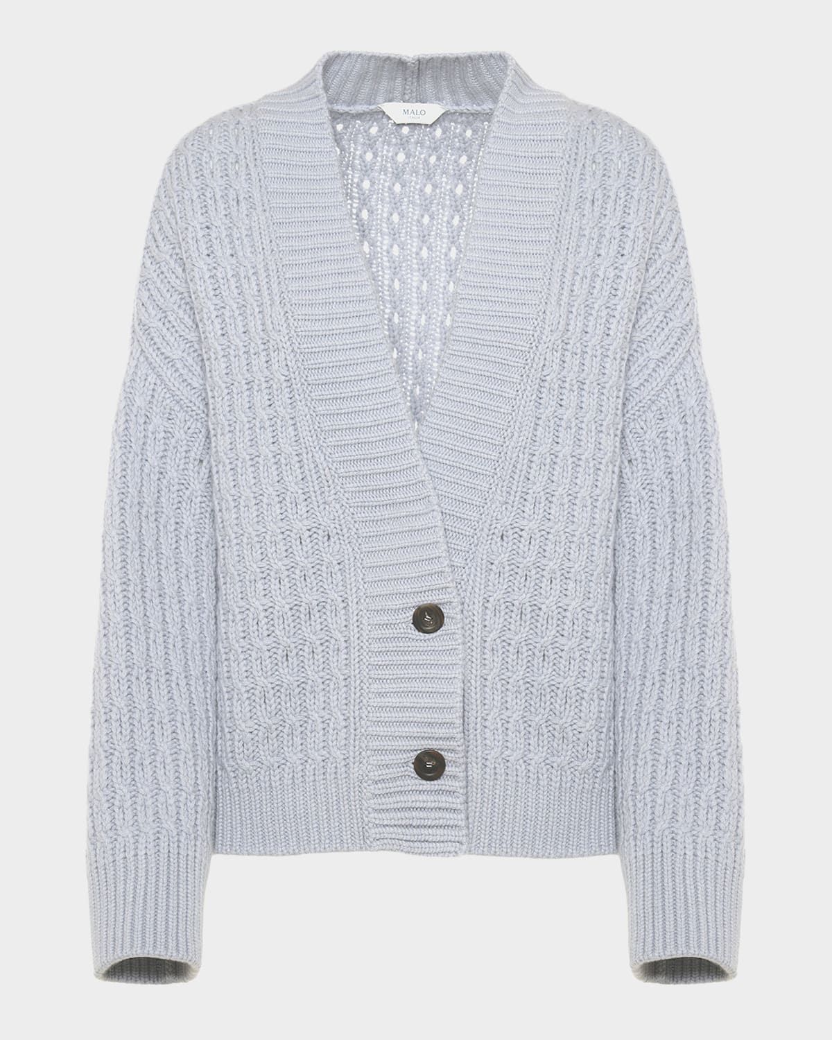 Anna Cashmere Cable-Knit V-Neck Cardigan