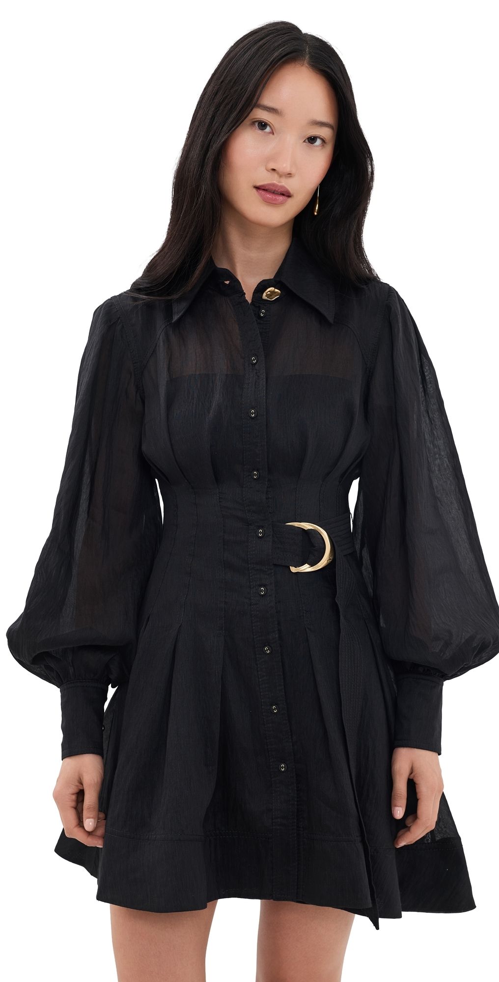 Aje Rosanna Mini Shirt Dress Black 10
