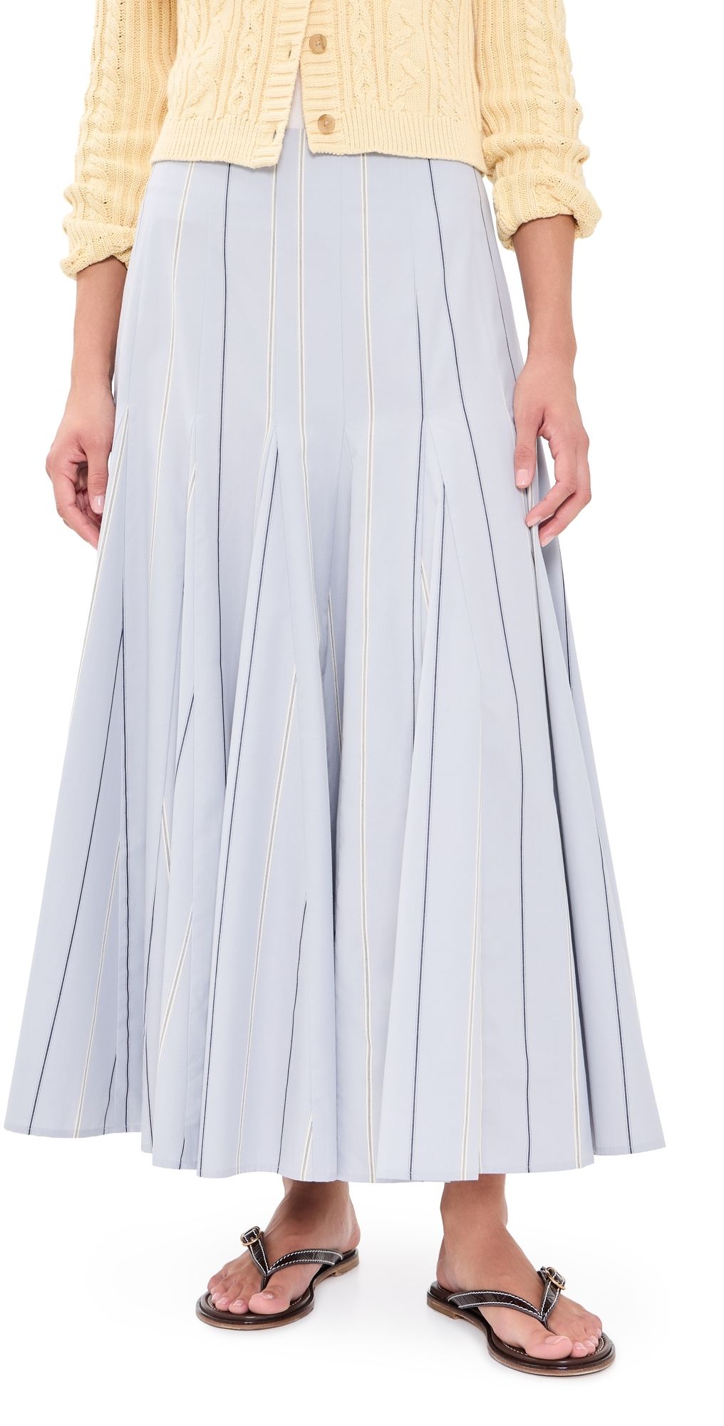 Polo Ralph Lauren Poplin Midi A-Line Skirt 2026 Lt Bl/Crm 6