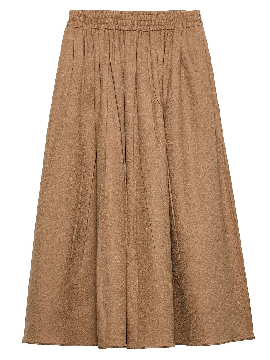 Women's Camel-Hair Circle Midi-Skirt - Brown - Size 2