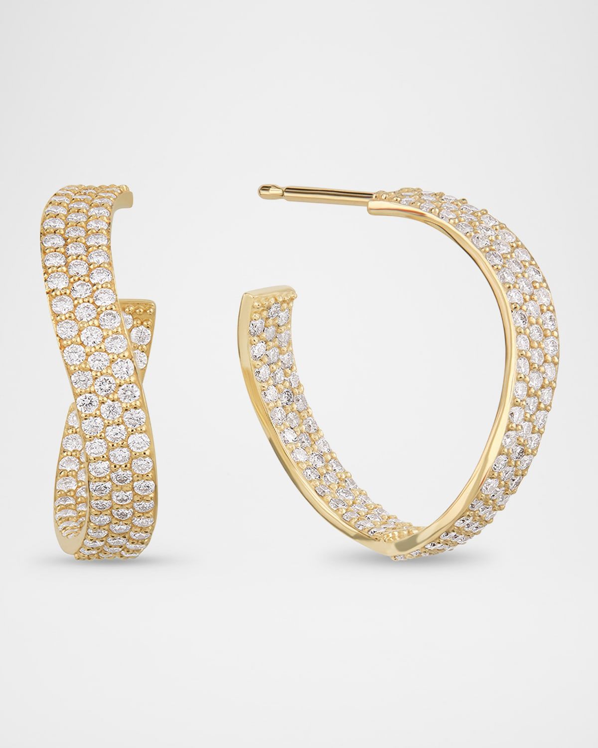 Wavey Diamond Hoop Earrings