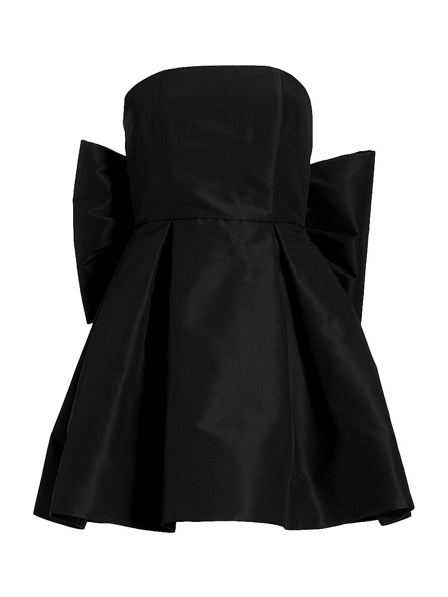 Women's Paige Silk Faille Bow Minidress - Black - Size 10