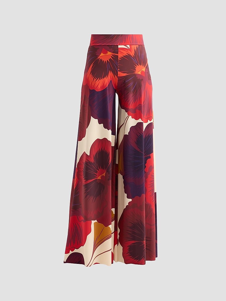 Women's Skyla Floral Wide-Leg Pants - Josephine Ivory - Size 10