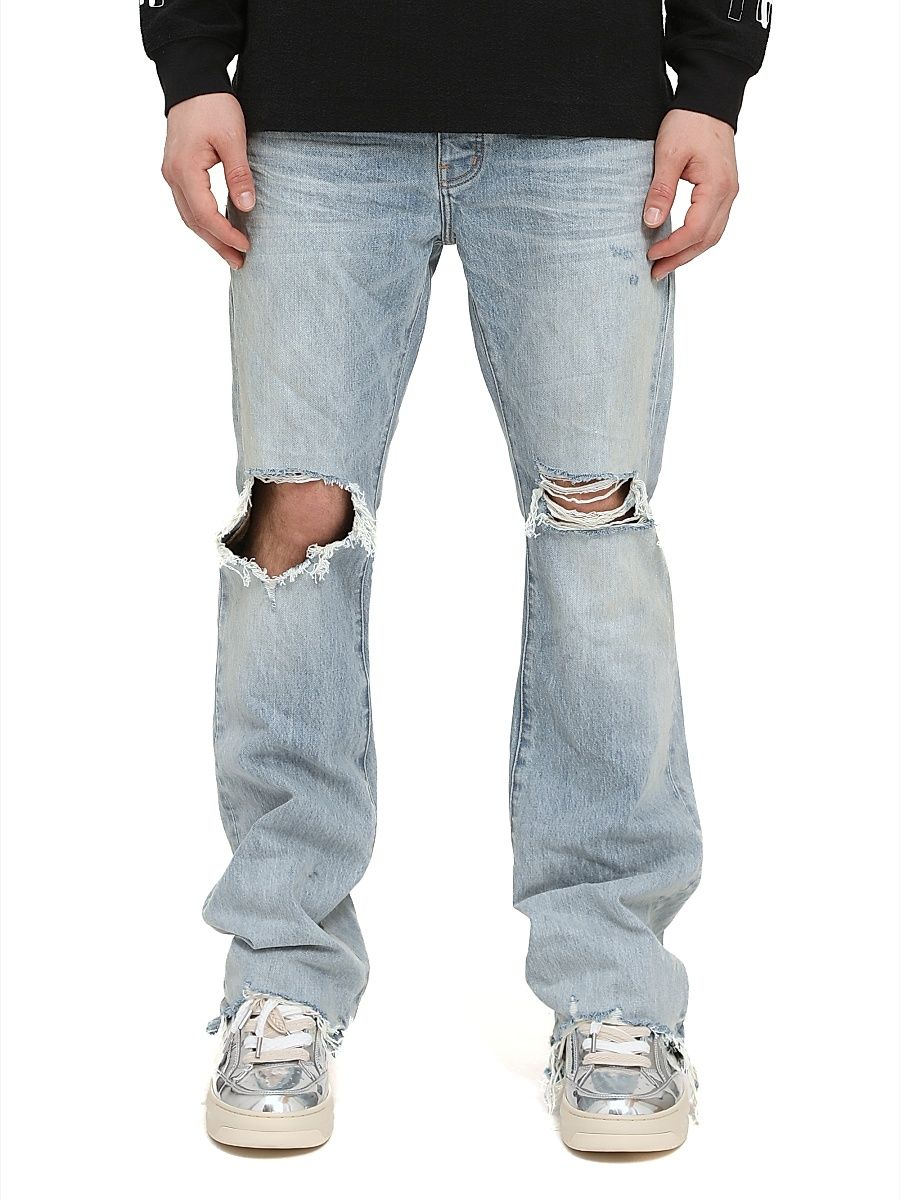 Men's Lucca Fade Distressed Bootcut Jeans - Light Indigo - Size 40