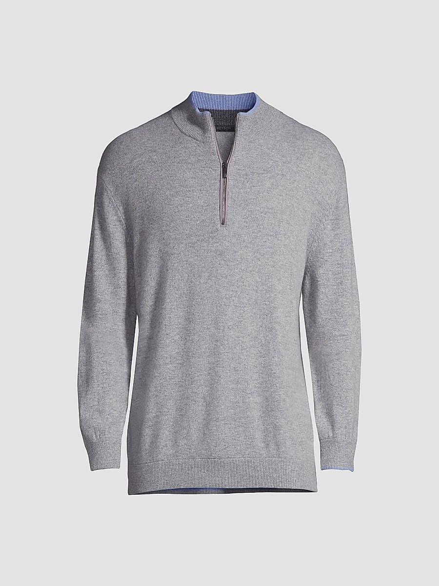 Greyson Men's Sebonack Quarter-Zip Pullover - Light Grey - Size Large