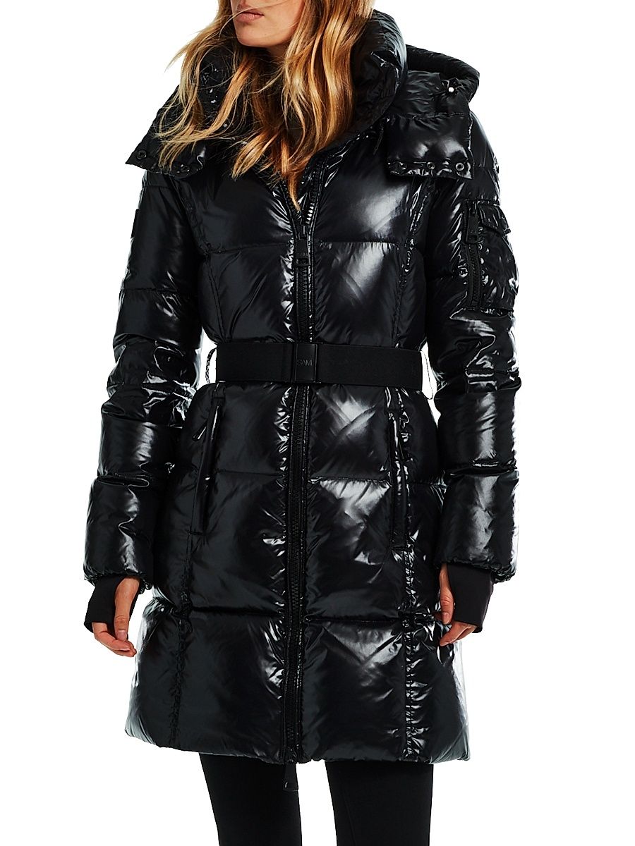 Women's Noho Quilted Hooded Coat - Jet - Size XS