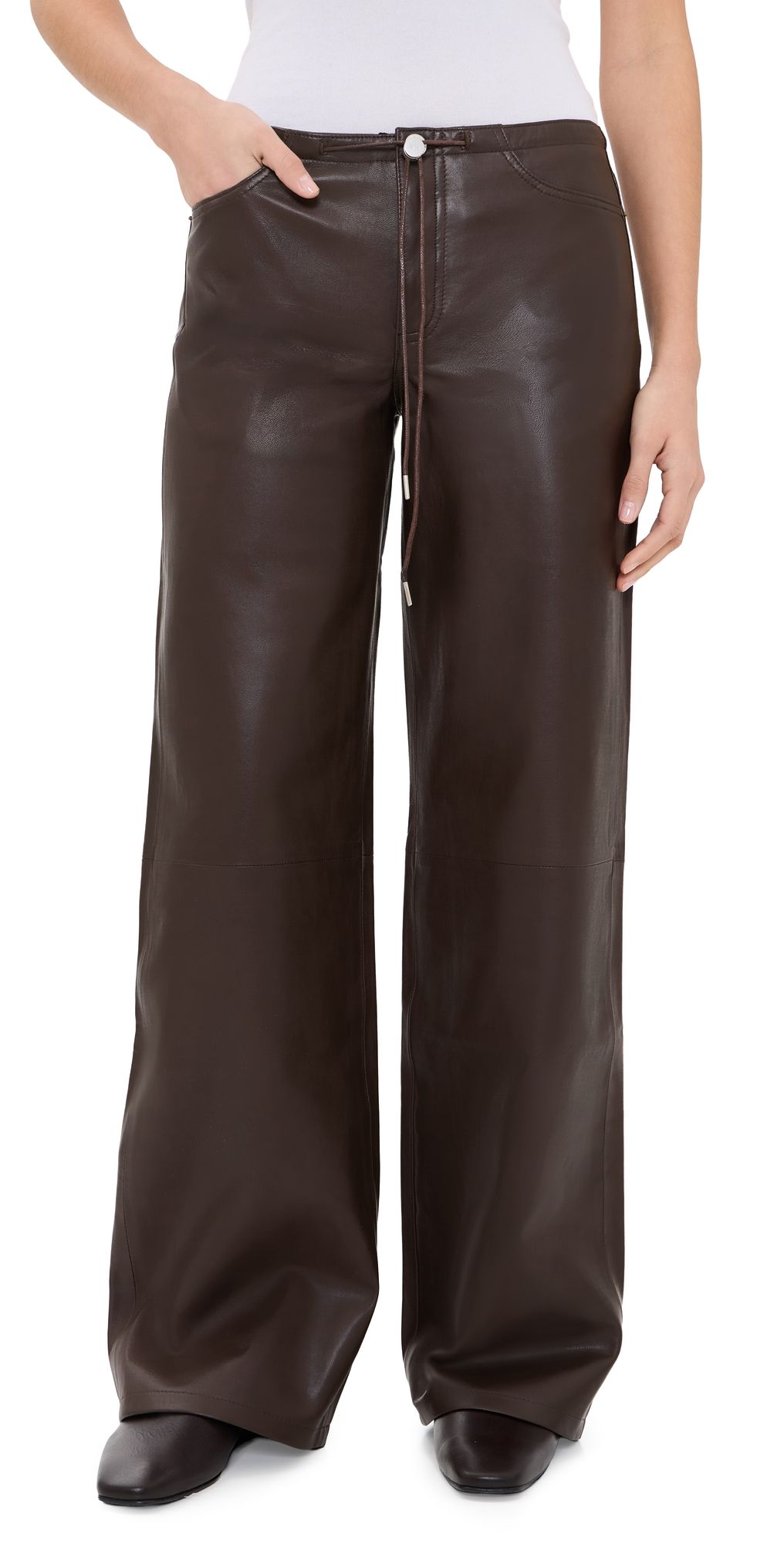 Still Here Cool Low Rise Leather Pants Brown Leather 29