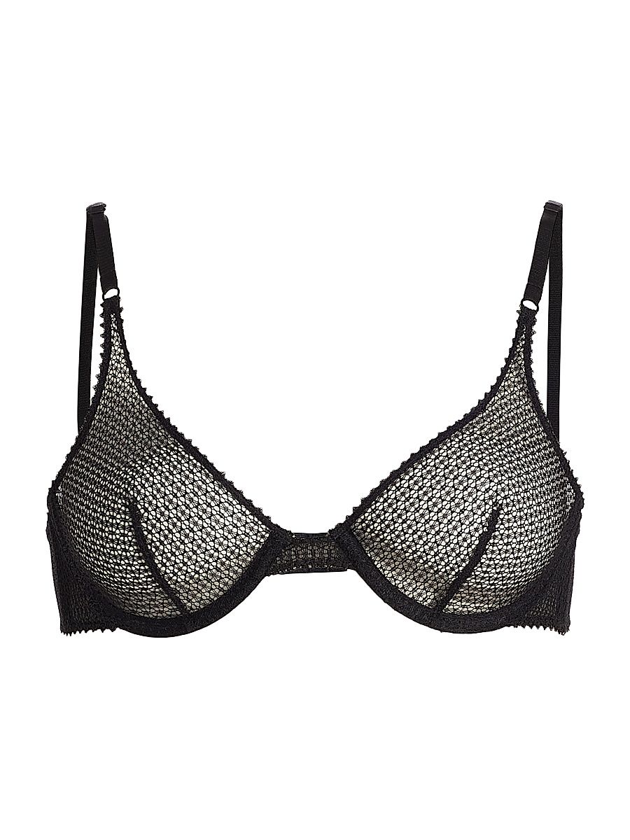 Women's Crochet Lace Demi Bra - Black - Size 36D